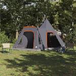 vidaXL Тент тип Teepee за 5 души 5 души Сив и оранжев (42004001) Палатка