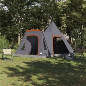 vidaXL Тент тип Teepee за 5 души 5-местен Сив и оранжев (42004001) Палатка