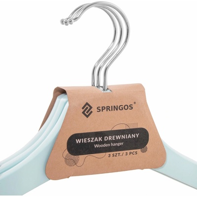 SPRINGOS URBAN Ramínka na šaty 43 cm dřevěné šedomodré sada 3 ks