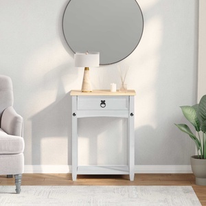 vidaXL Конзолна масичка Бяло 55 x 35 x 73 см Солидно борово дърво (42024942)