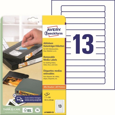 Avery Zweckform L4746REV-25 Snímatelné etikety 147,3x20 mm 325 ks bílé