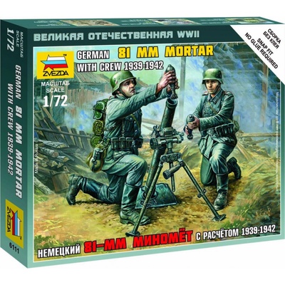 ZVEZDA Wargames WWII figurky 6111 German 81mm Mortar with Crew 1:72