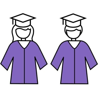 DĚTSKÝ studentský talár, Barva šálu 500 - růžová, Barva taláru 600 - fialová