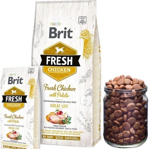 Brit Fresh Chicken with Potato Adult Great Life- Холистична суха храна за пораснали кучета от всички породи, с прясно пилешко месо и картофи 12 кг