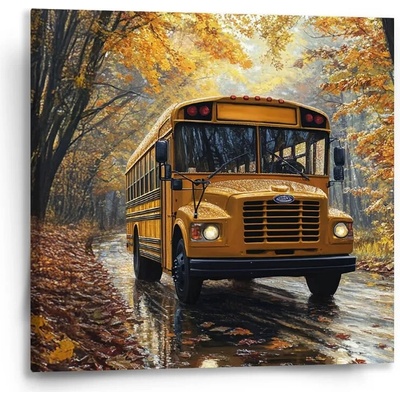 Sablio Obraz Žltý školský autobus - 50x50 cm