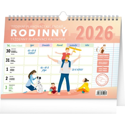 NOTIQUE Týždenný rodinný plánovací s háčikom 30 x 21 cm 2026