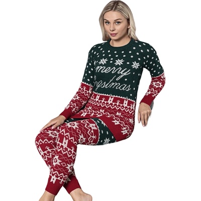 Дамски коледен комплект в червено и зелено