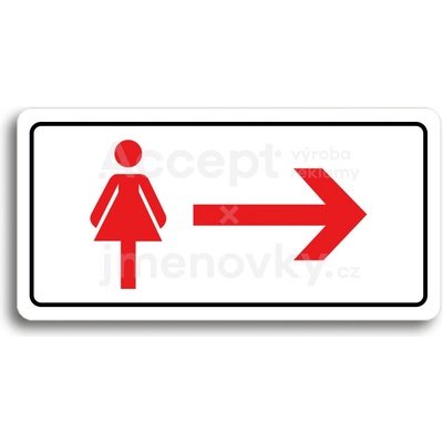 ACCEPT Piktogram WC ŽENY VPRAVO - bílá tabulka - barevný tisk