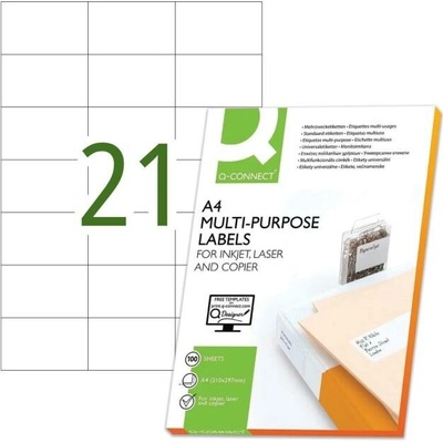 Etikety univerzálne 70x42,3mm Q- CONNECT A4 100 hárkov