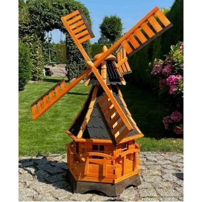 DARLUX Šestihranný zahradní větrný mlýn vel. 3, černý, výška 1200 mm