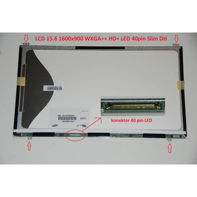 LTN156KT06 LCD 15.6" 1600x900 WXGA++ HD+ LED 40pin Slim DH display displej matný povrch