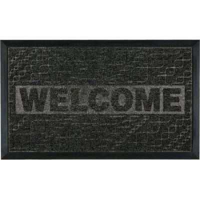 75 x 45 см правоъгълна изтривалка от гума и текстил с релефни мотиви и надпис Welcome в средата