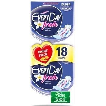 EveryDay Дамски превръзки EveryDay Sensitive Fresh Super Ultra Plus Center Plus Economy Pack с крила, 18 бр (952002)