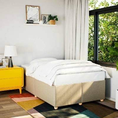 zahrada-XL 3284727 Rám postele bez matrace krémový textil