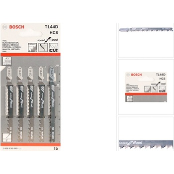 Bosch Pílové plátky do priamočiaré píly T 144 D, Speed for Wood, 5 kusov, 2608630040