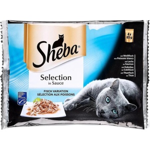 Sheba Пауч Рибно меню - Микс от деликатни рибни ястия за котки 4x85гр