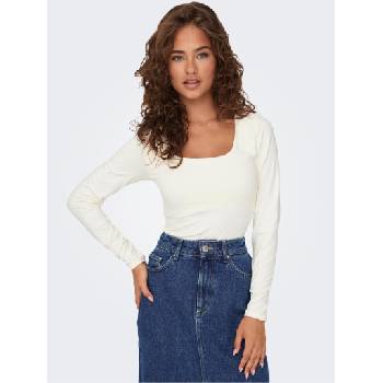 ONLY Кремава дамска основна тениска с дълъг ръкав ONLY Lea ONLY | Byal | ЖЕНИ | M