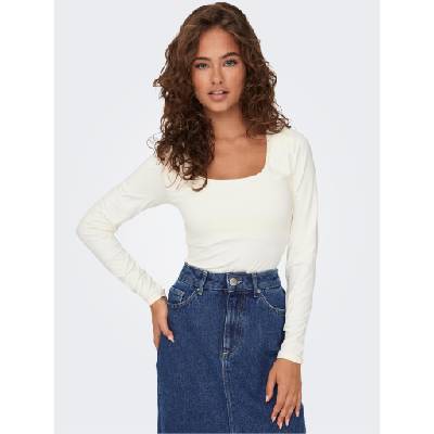ONLY Кремава дамска основна тениска с дълъг ръкав ONLY Lea ONLY | Byal | ЖЕНИ | M