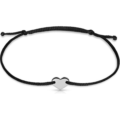 Danfil zlaté srdce s černou šňůrkou DLB/BLL008 bílé zlato