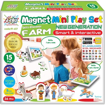 Jagu Комплект Jagu - Магнитни говорещи играчки, ферма, 15 части (91-617)