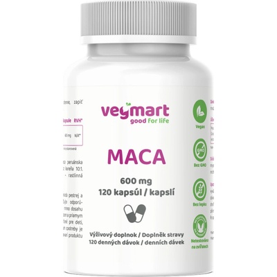 Vegmart Maca 600 mg, 120 kapsúl