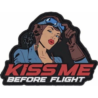 101INC Nášivka 3D plstová KISS ME BEFORE FLIGHT velcro