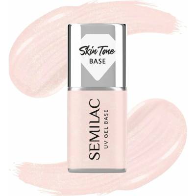 Semilac Krycí báze pod hybridní laky na nehty, poloprůhledná, třpytivá růžová, 7 ml