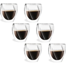 Vialli Design CRISTALLO dvojstenné poháre na kávu cappuccino a čaj 25486 6 x 250 ml