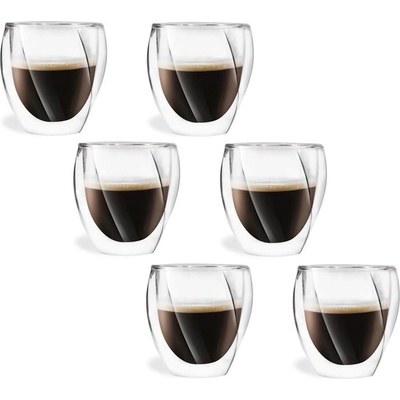 Vialli Design CRISTALLO dvojstenné poháre na kávu cappuccino a čaj 25486 6 x 250 ml