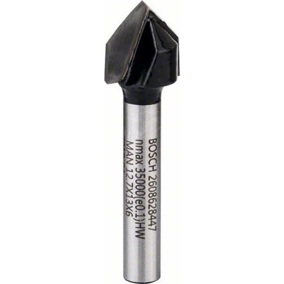 Fréza na drážky V štandardná na drevo so stopkou 6 mm, D1 12,7 mm, L 12,7 mm, G 45 mm, 90 ° Bosch Accessories 2608628447