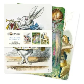 Flame Tree Publishing Alice in Wonderland Set of 3 Midi Notebooks