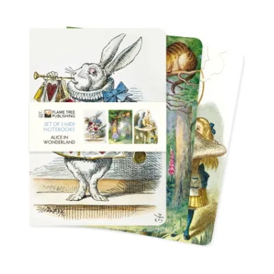 Flame Tree Publishing Alice in Wonderland Set of 3 Midi Notebooks | Flame Tree Publishing