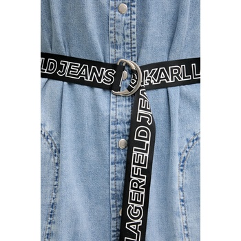Karl Lagerfeld Jeans Памучна рокля Karl Lagerfeld Jeans в синьо къса със стандартна кройка A2W13022 (A2W13022)