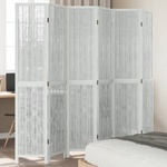 vidaXL Разделител за стая, 6 панела, бял, дърво пауловния масив (358683)