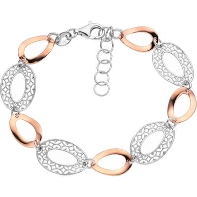 Bealio 04221 stříbrný náramek FILIGRÁN ovál ROSE 12 mm 17+3 cm 03-04221-1670
