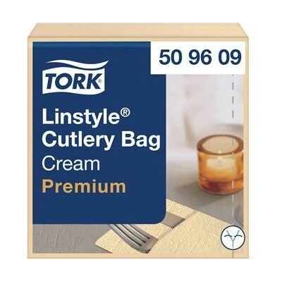 TORK Servírovacie servítky priemyselne kompostovateľné 1V Premium LinStyle krémové 50ks 39x39 cm