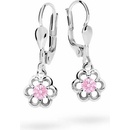 Danfil detské náušnice kvetiny C1947 z bieleho zlata pink klapka
