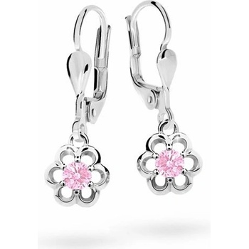 Danfil detské náušnice kvetiny C1947 z bieleho zlata pink klapka