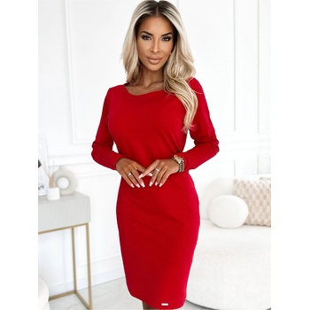 Numoco Рокля с широк колан - червена Numoco numoco | Cherven | ЖЕНИ | S