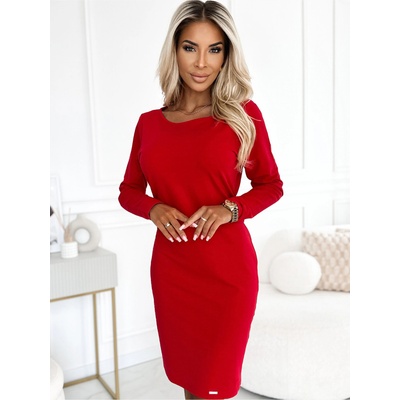 Numoco Рокля с широк колан - червена Numoco numoco | Cherven | ЖЕНИ | S