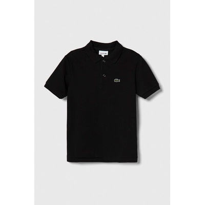 Lacoste Детска памучна тениска с яка Lacoste в черно с изчистен дизайн (PJ2909)
