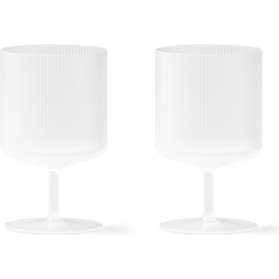 ferm LIVING Sklenice na víno Ripple Frosted set bílá barva sklo 2 x 270 ml