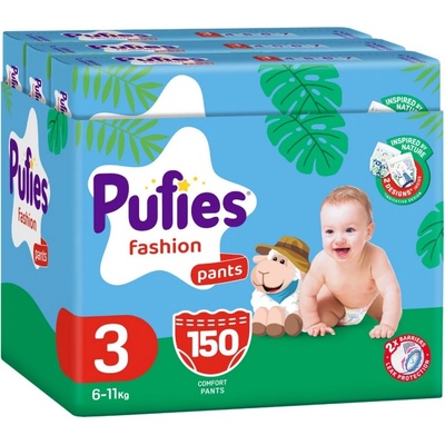 pufies Пелени гащи Pufies Fashion - Midi, размер 3, 150 броя, 6-11 kg, Multipack (54000197)