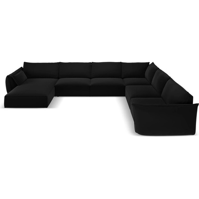 Mazzini Sofa Черен кадифен ъглов диван (десен ъгъл/U форма) Vanda - Mazzini Sofas (MAZ_UR_51_F1_VANDA6)