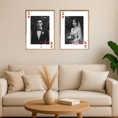 Set plakátů KRÁLOVNA A KRÁL Rozměr plakátu: A4 (21 x 29,7 cm), Rámeček: Dřevěný rámeček