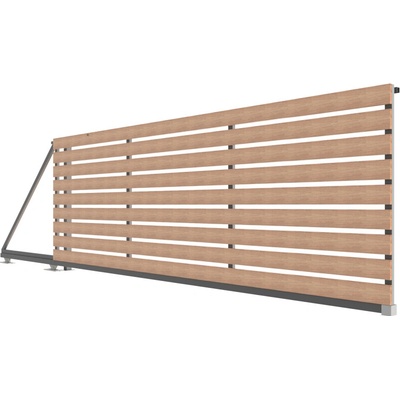 Samonosná posuvná brána pro výplň VODOROVNÝMI, přisazenými latěmi 400cm x 150cm Žárové pozinkování