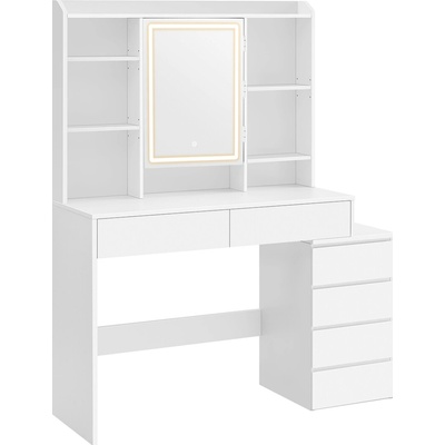 Vasagle RDT624W01 toaletní kosmetický stolek se zrcadlem a zásuvkami bílý – Zboží Dáma