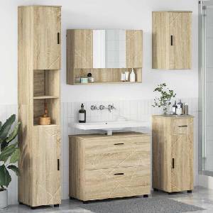 vidaXL Комплект мебели за баня 5 бр. Сонома дъб 35 x 30 x 192 см (3393075)