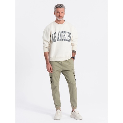 Ombre Clothing Мъжки товарни панталони джогингър в цвят каки Ombre Clothing Ombre Clothing | Zelen | МЪЖЕ | 34/32