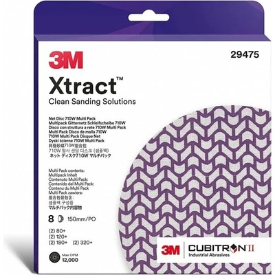 Kotouče na suchý zip 150 mm zrnitost 80+/120+/180+/320+ 3M Xtract Cubitron II 710W 8 ks